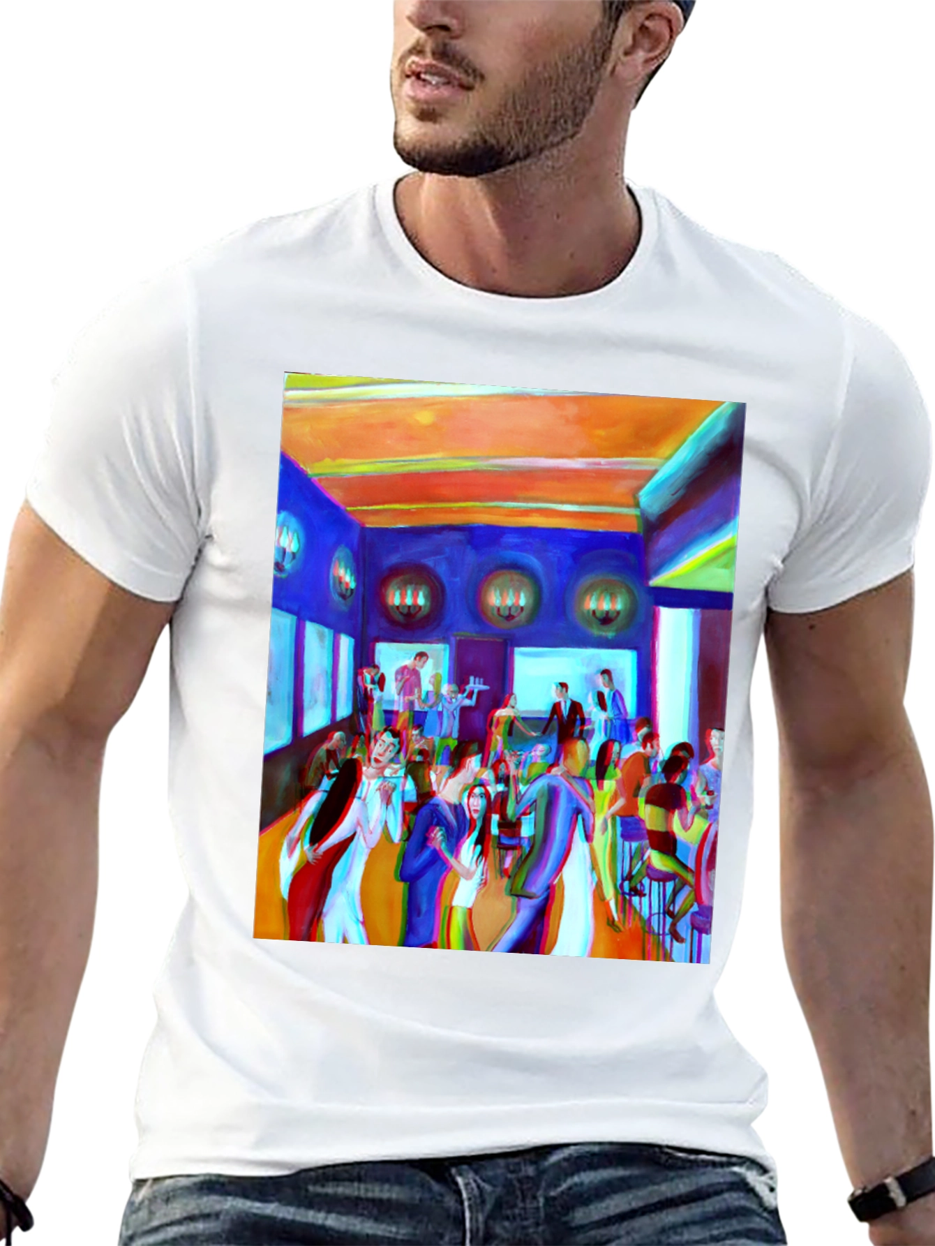 Artistic Party Scene Graphic T-Shirt