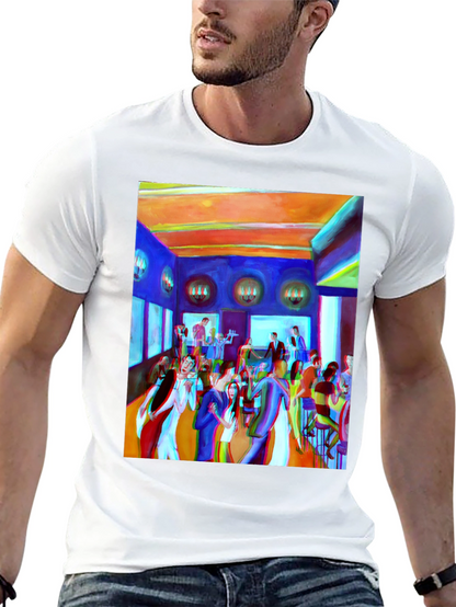 Artistic Party Scene Graphic T-Shirt