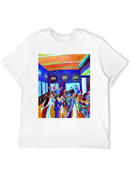 Artistic Party Scene Graphic T-Shirt