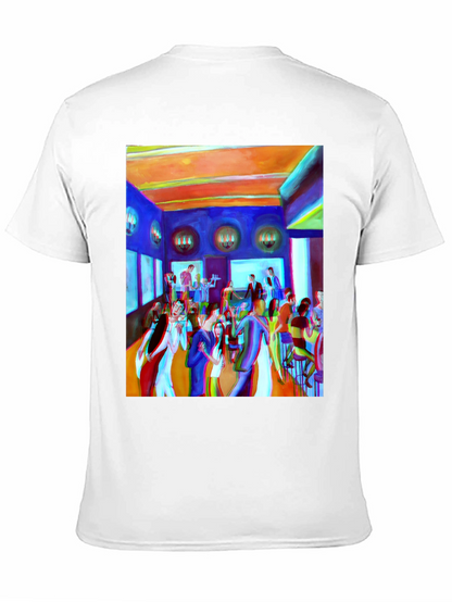 Artistic Party Scene Graphic T-Shirt