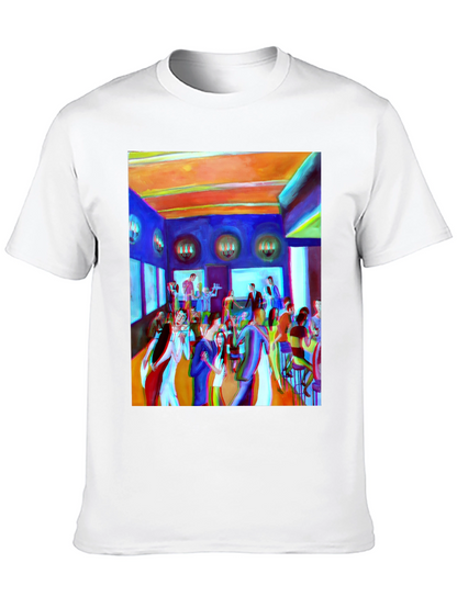 Artistic Party Scene Graphic T-Shirt