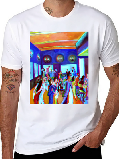 Artistic Party Scene Graphic T-Shirt