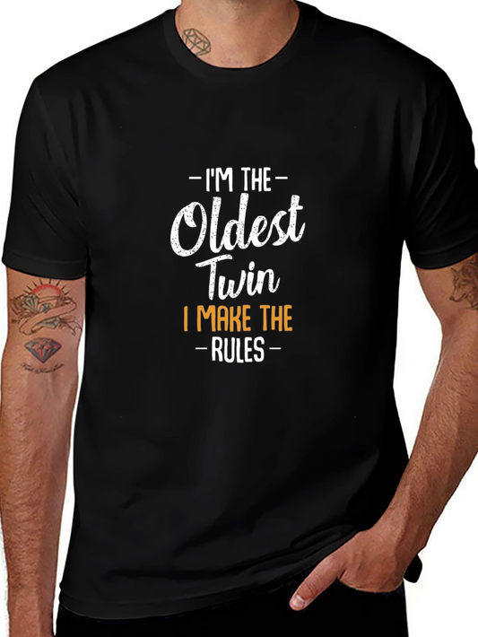 Oldest Twin Rules T-Shirt Funny Sibling Tee