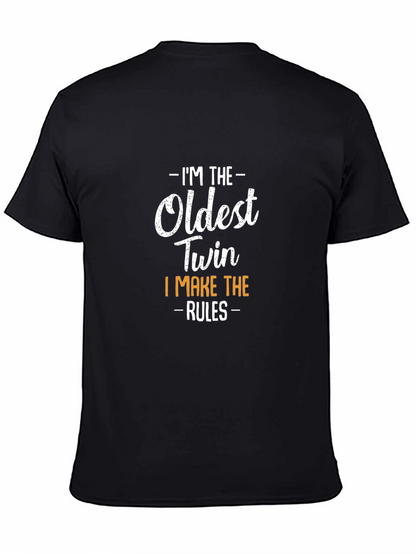 Oldest Twin Rules T-Shirt Funny Sibling Tee