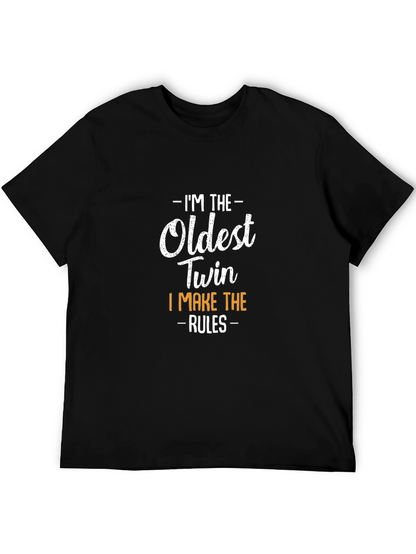 Oldest Twin Rules T-Shirt Funny Sibling Tee