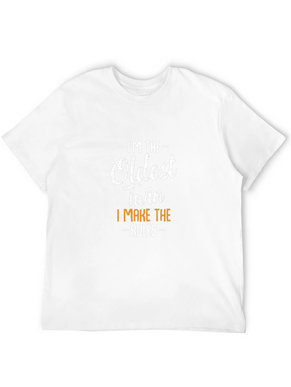 Oldest Twin Rules T-Shirt Funny Sibling Tee