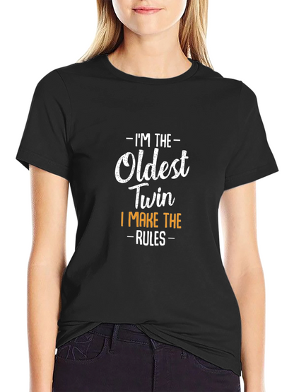 Oldest Twin Rules T-Shirt Funny Sibling Tee