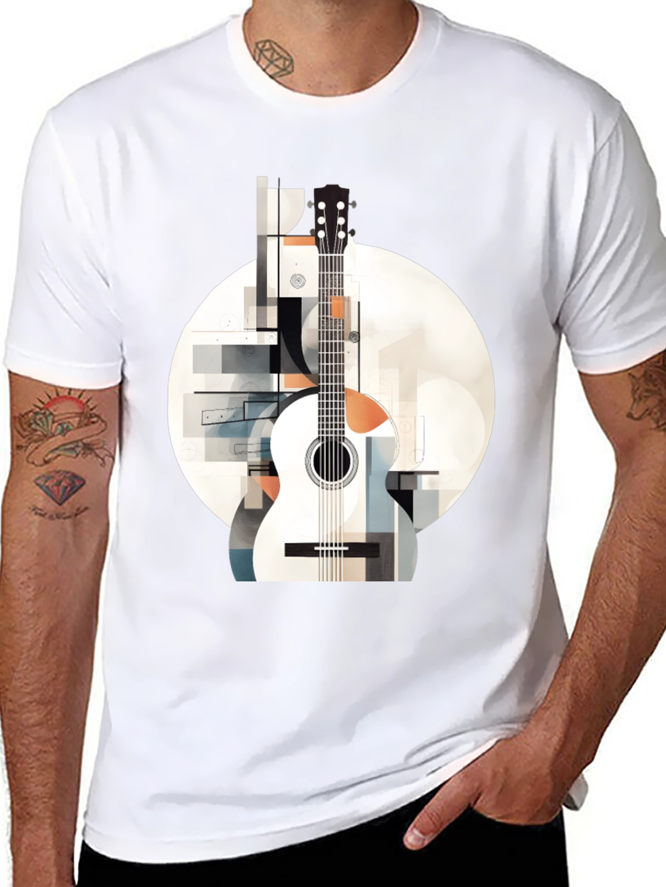 Abstract Guitar Graphic Tee - Modern Music Lovers Shirt