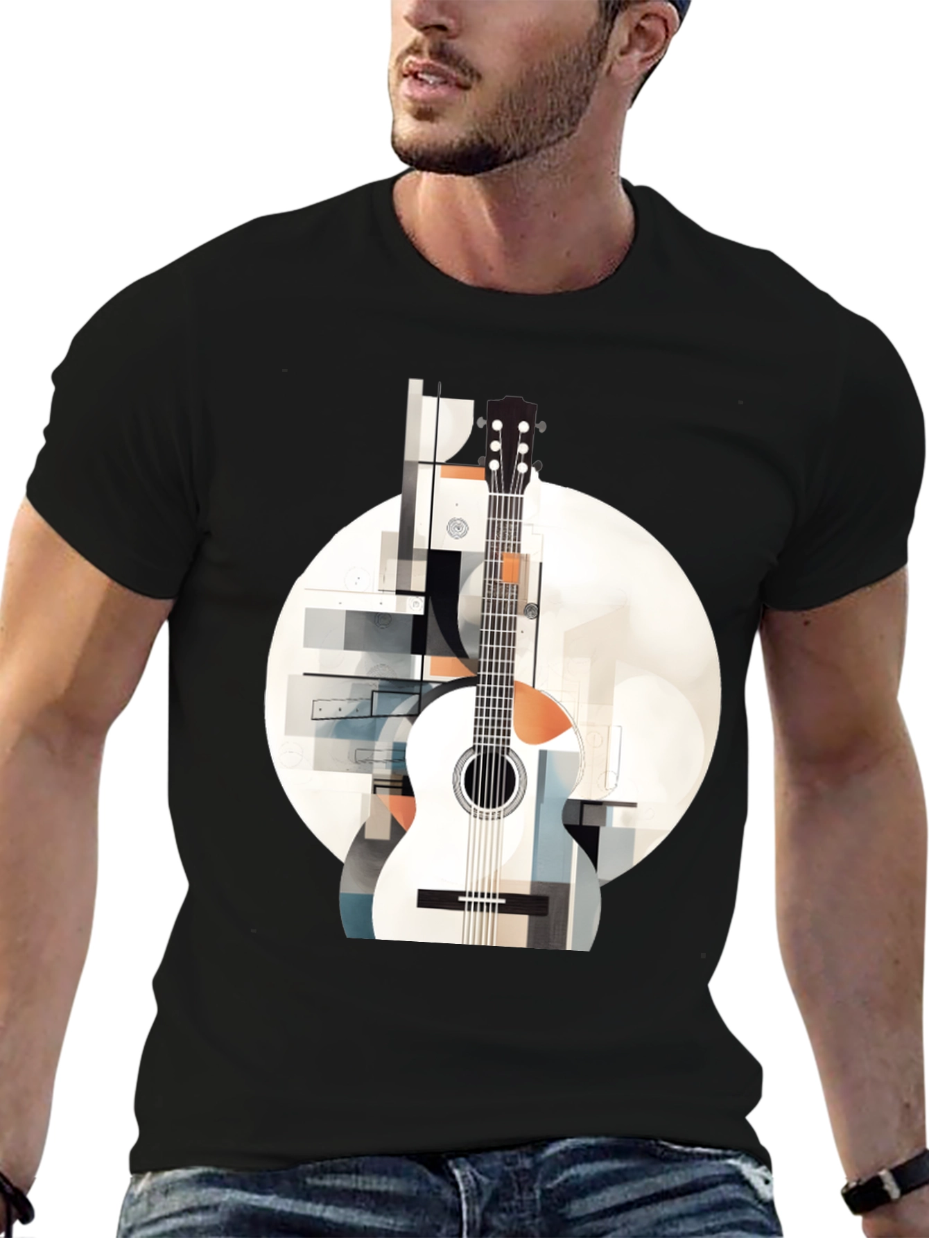 Abstract Guitar Graphic Tee - Modern Music Lovers Shirt