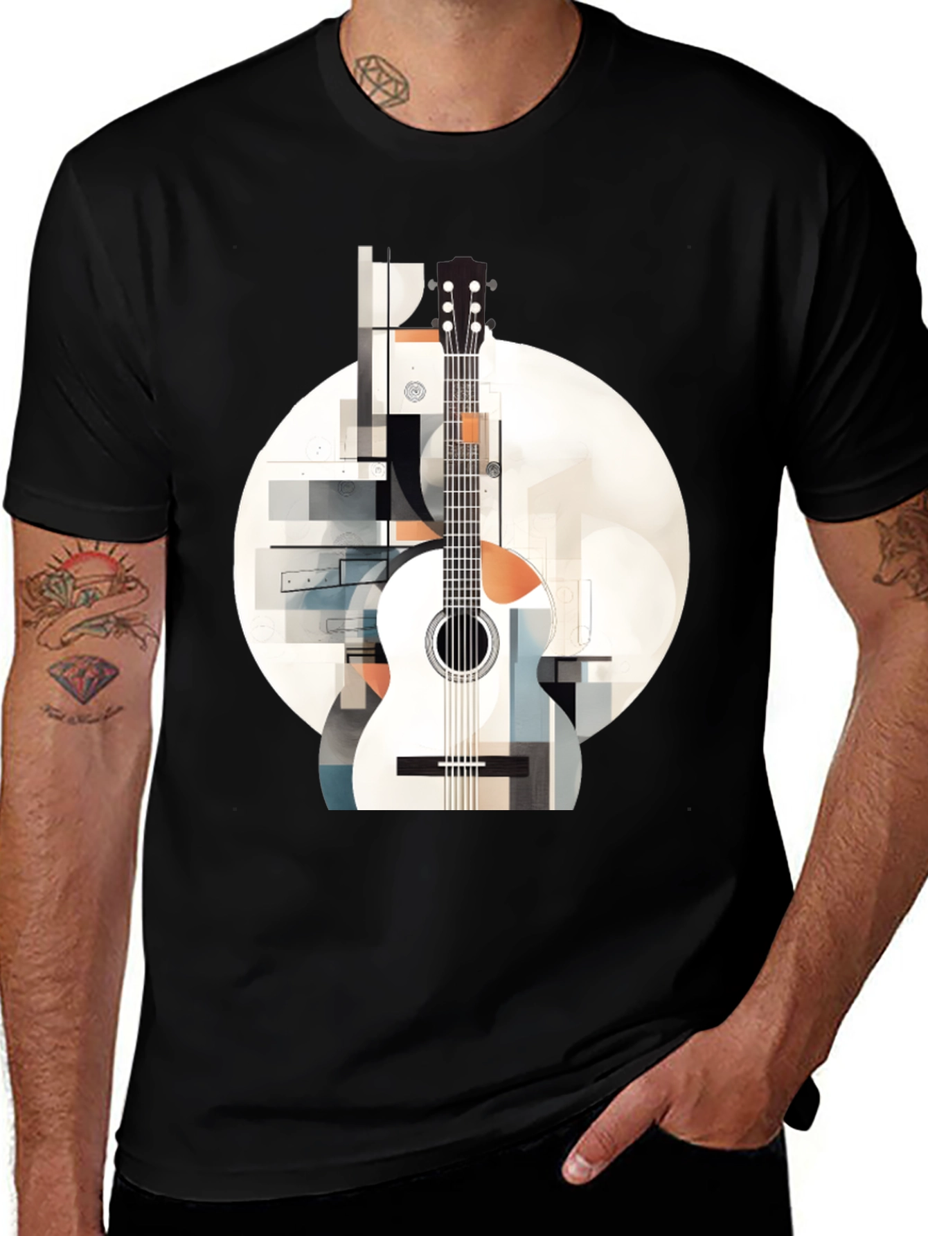 Abstract Guitar Graphic Tee - Modern Music Lovers Shirt