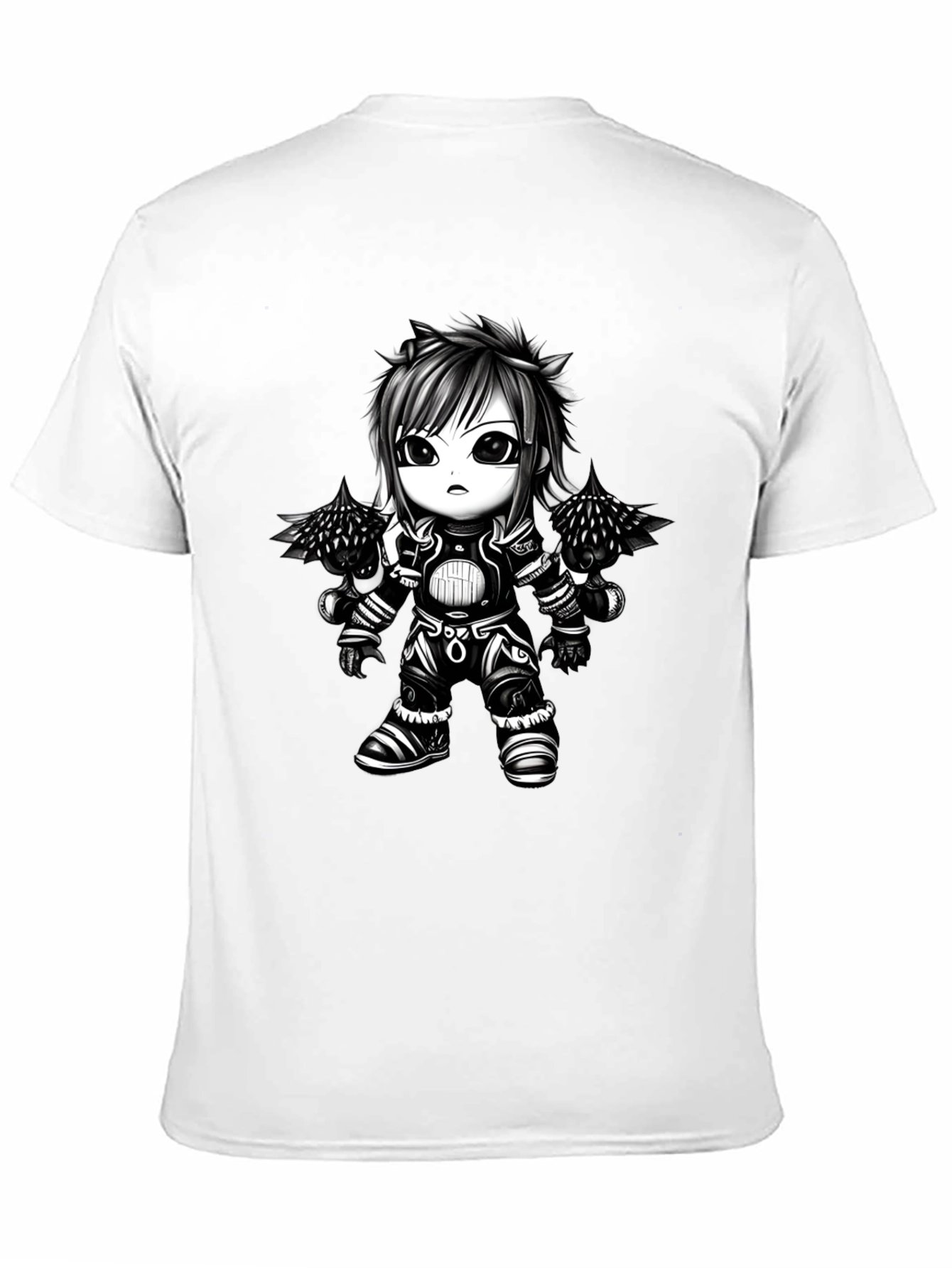 Anime Warrior Graphic Tee - Black Cotton T-Shirt
