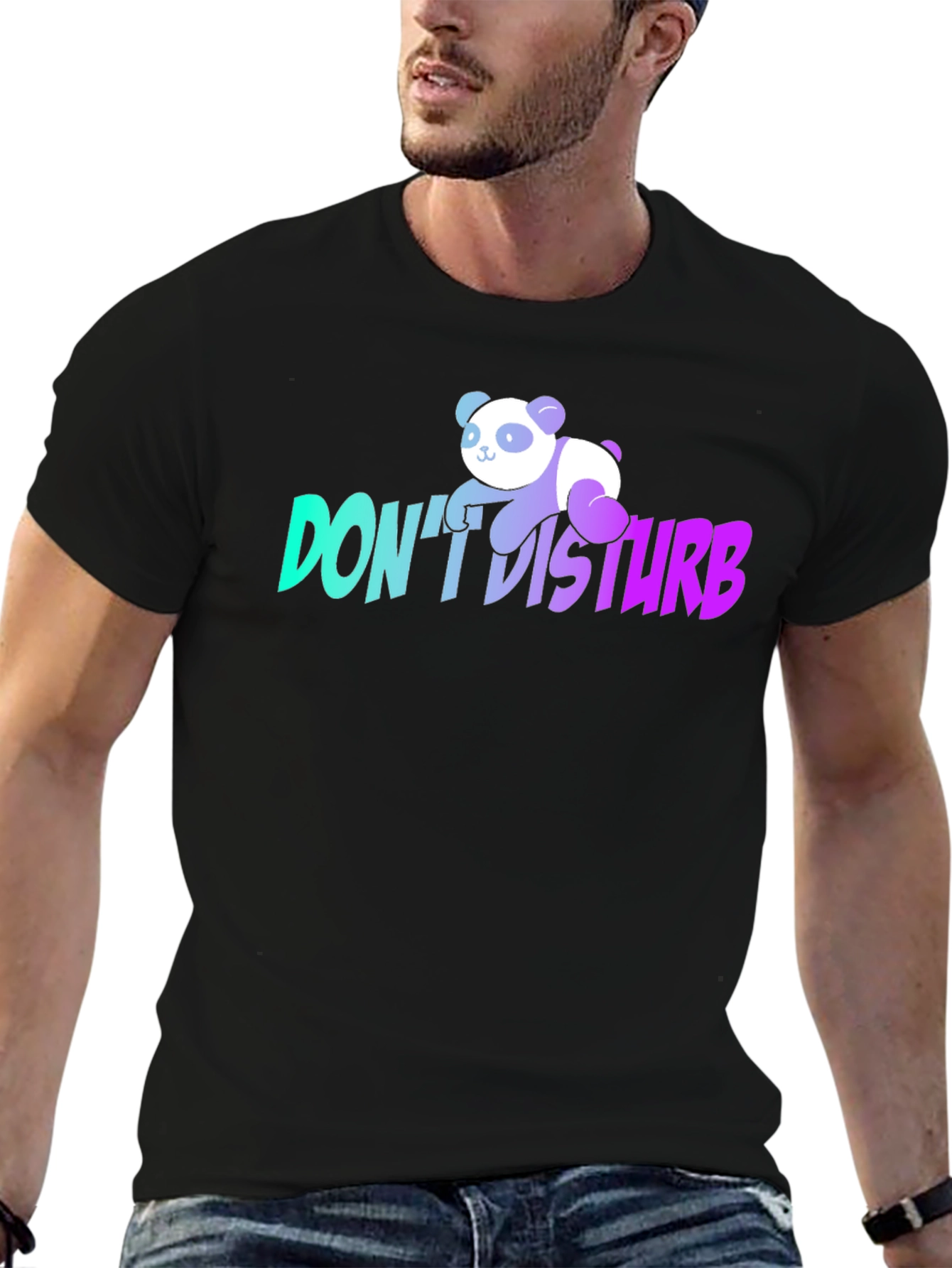 Dont Disturb Panda Graphic T-Shirt - Black