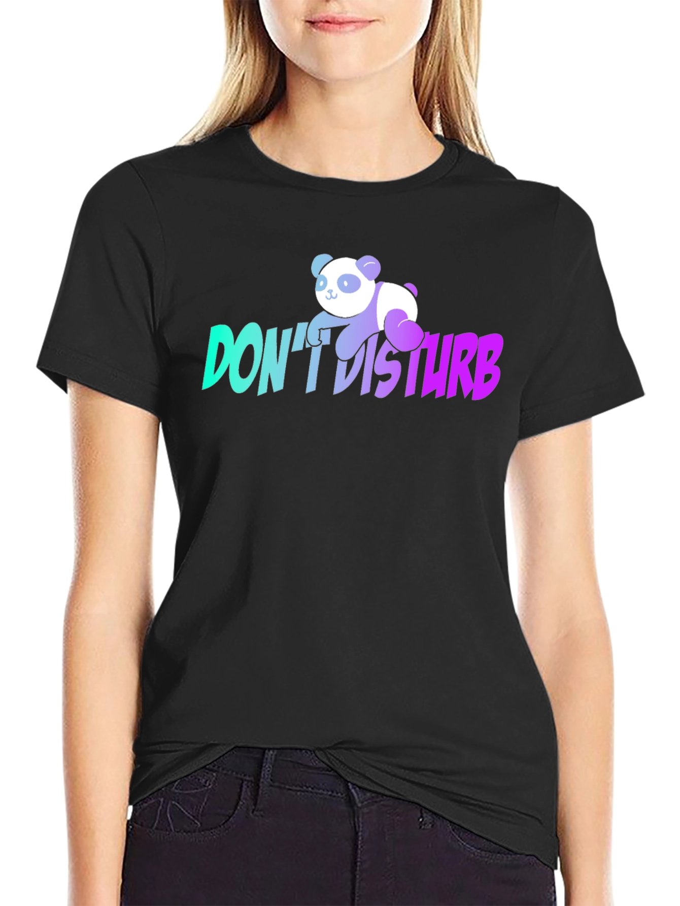 Dont Disturb Panda Graphic T-Shirt - Black