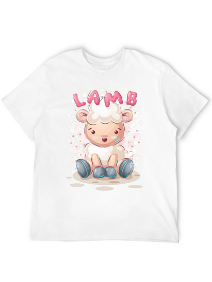 Cute Lamb Cartoon T-Shirt - Unisex Black Tee