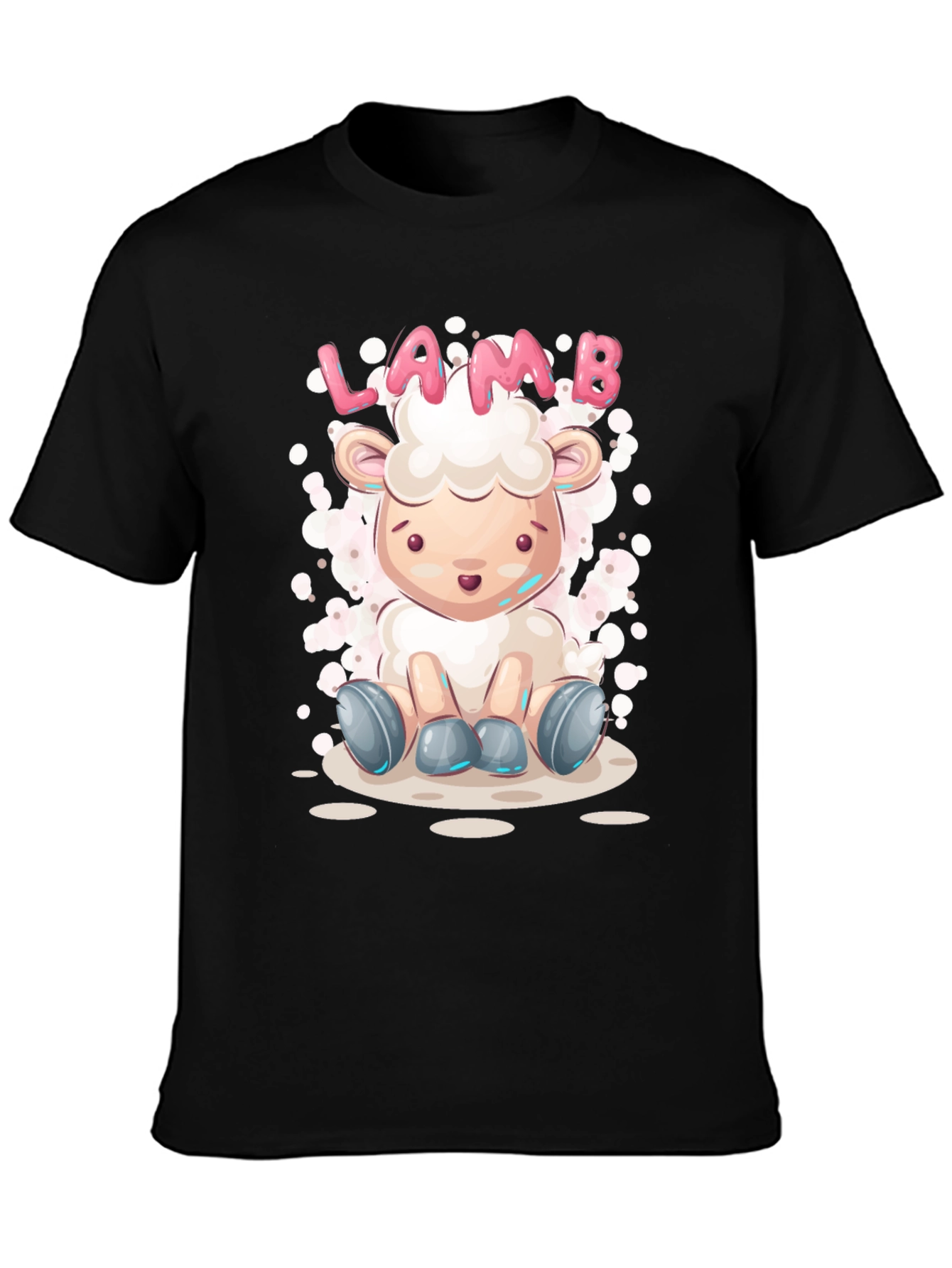 Cute Lamb Cartoon T-Shirt - Unisex Black Tee