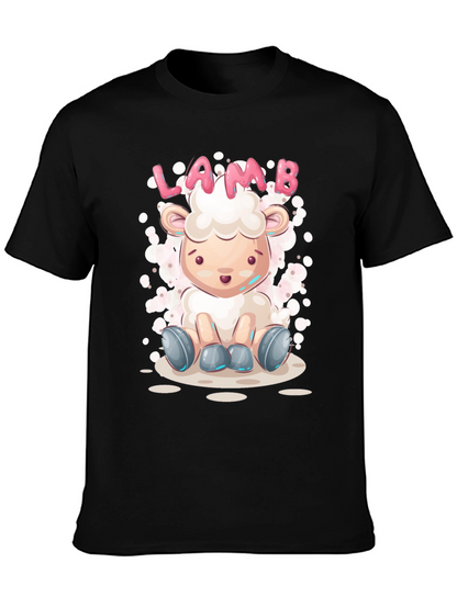 Cute Lamb Cartoon T-Shirt - Unisex Black Tee