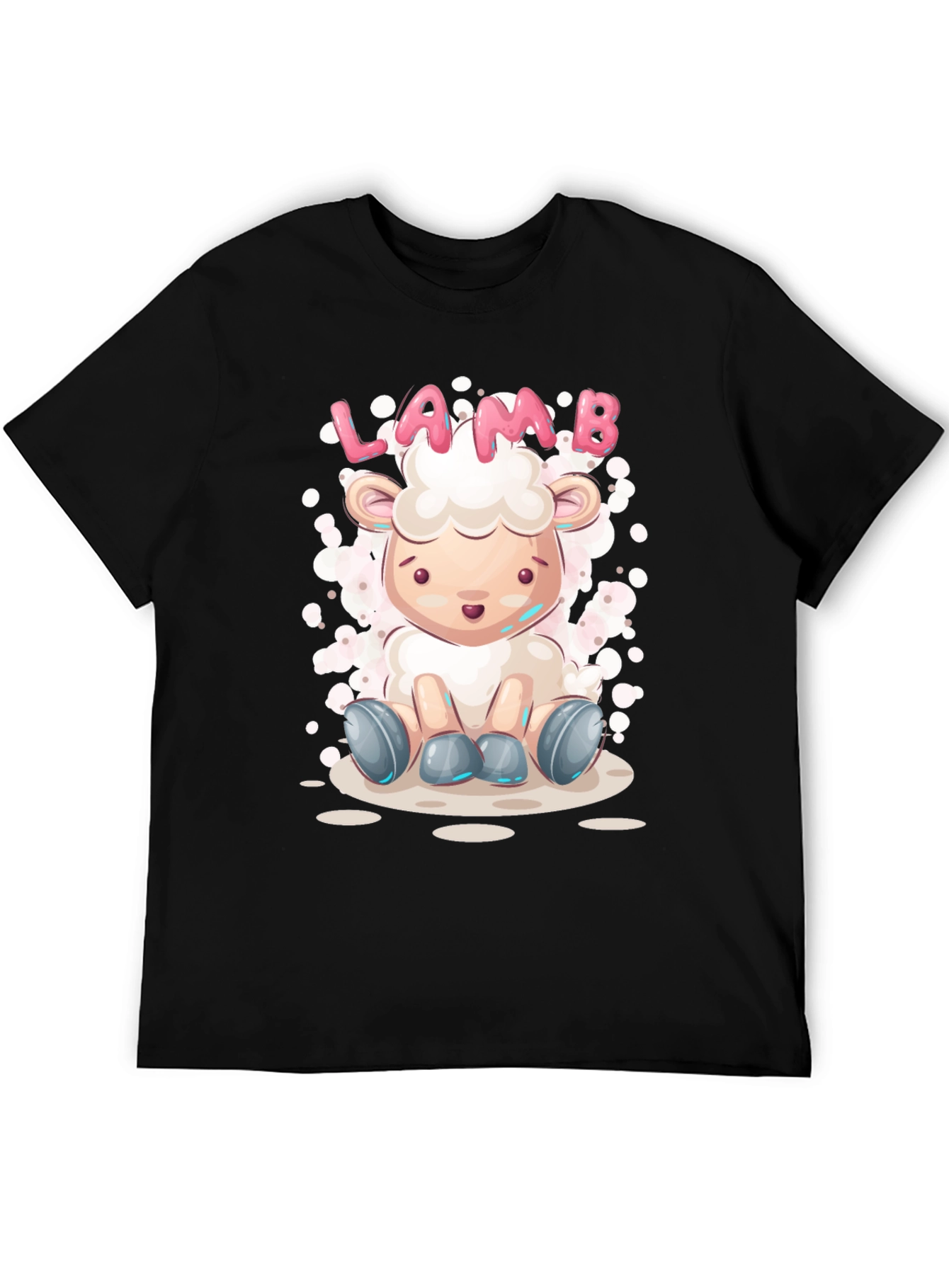 Cute Lamb Cartoon T-Shirt - Unisex Black Tee