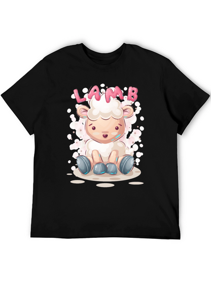 Cute Lamb Cartoon T-Shirt - Unisex Black Tee