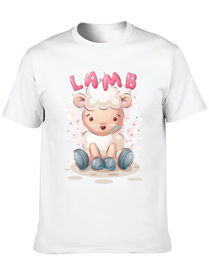 Cute Lamb Cartoon T-Shirt - Unisex Black Tee