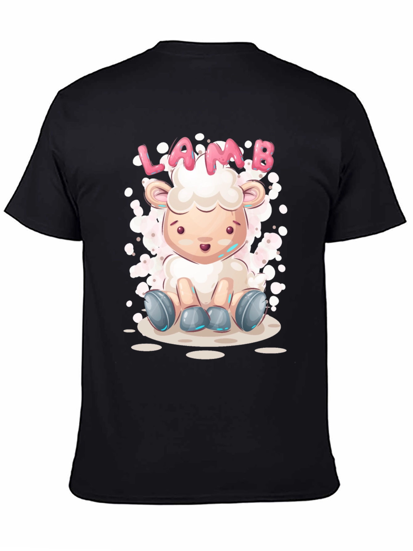 Cute Lamb Cartoon T-Shirt - Unisex Black Tee