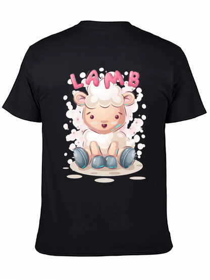 Cute Lamb Cartoon T-Shirt - Unisex Black Tee