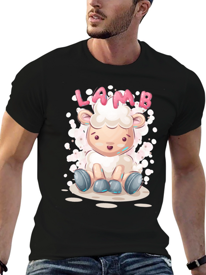 Cute Lamb Cartoon T-Shirt - Unisex Black Tee