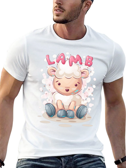 Cute Lamb Cartoon T-Shirt - Unisex Black Tee