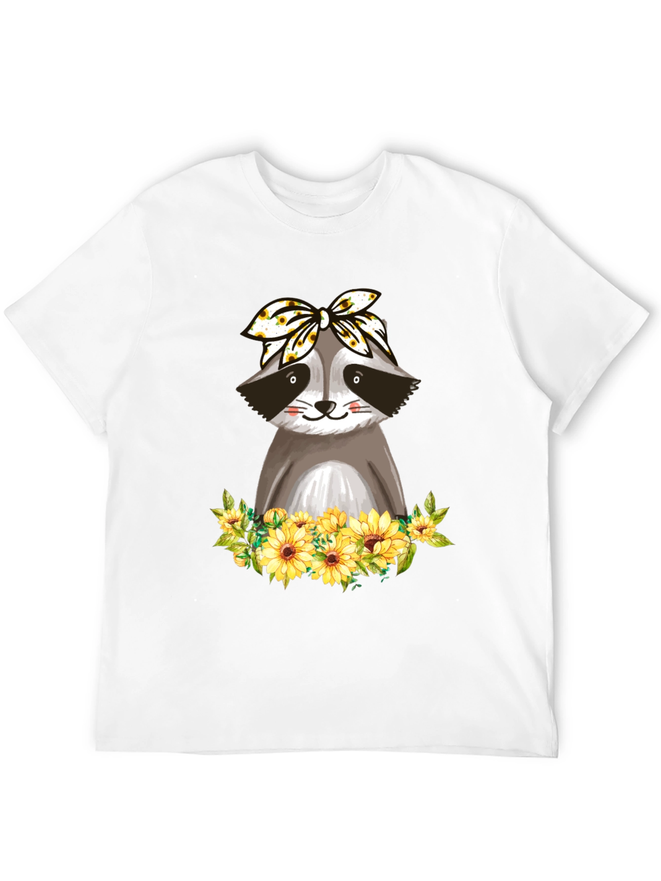 Raccoon Sunflower Bandana Graphic T-Shirt