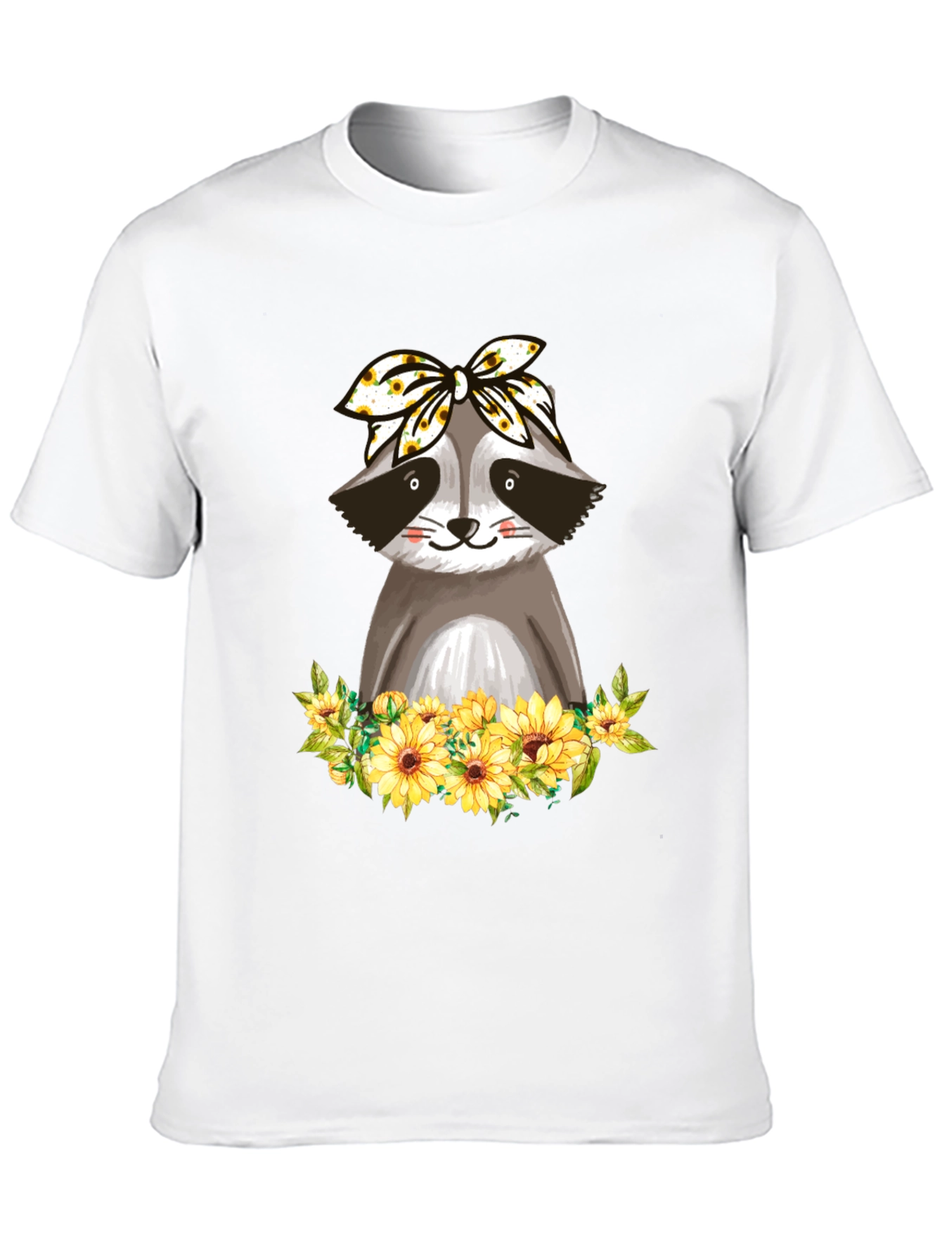 Raccoon Sunflower Bandana Graphic T-Shirt