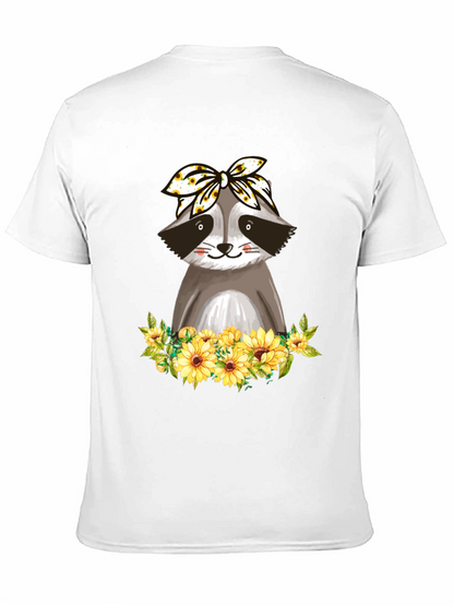 Raccoon Sunflower Bandana Graphic T-Shirt