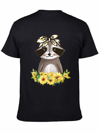 Raccoon Sunflower Bandana Graphic T-Shirt