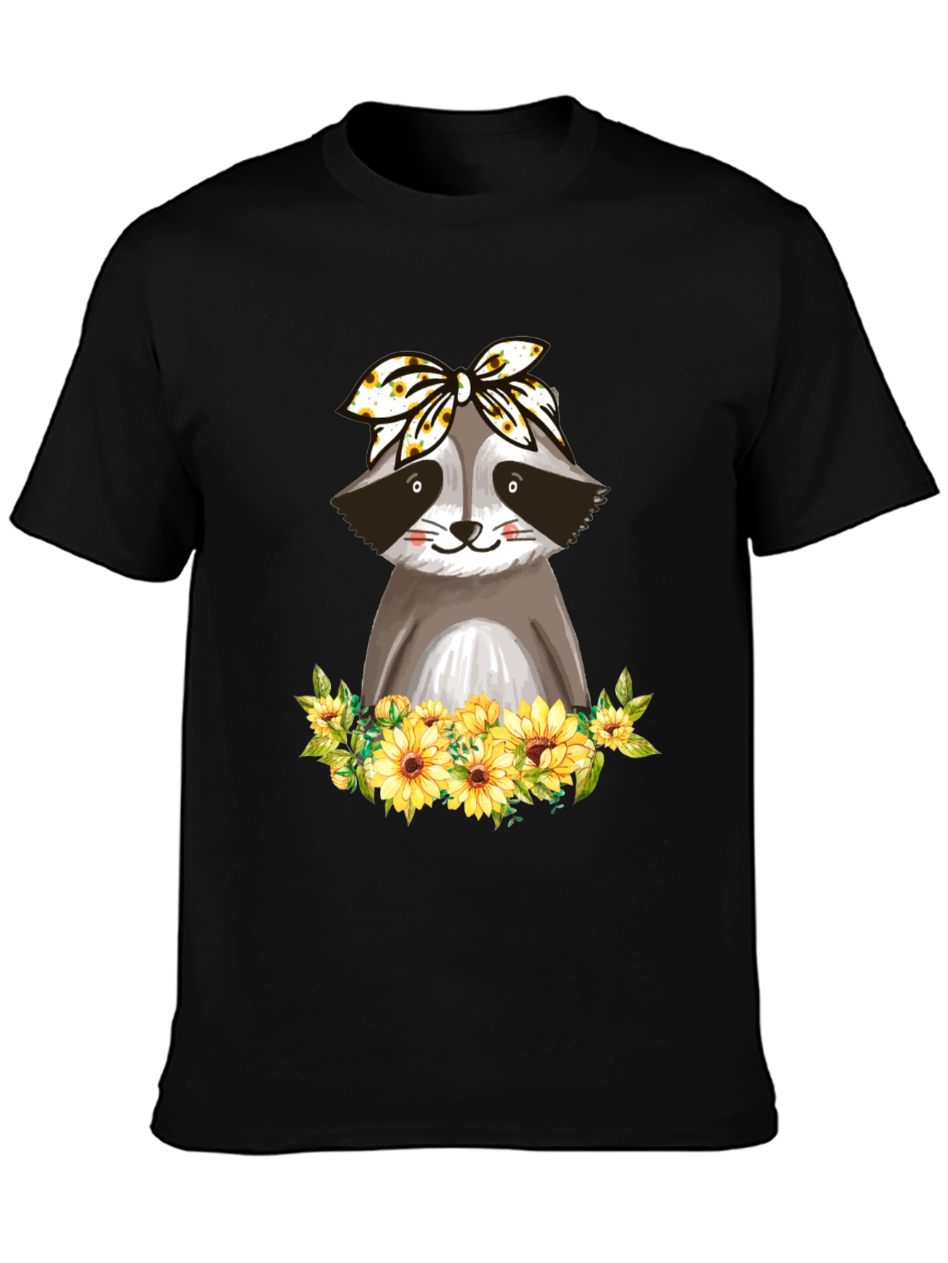 Raccoon Sunflower Bandana Graphic T-Shirt