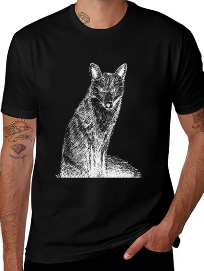 Fox Graphic Print Black T-Shirt