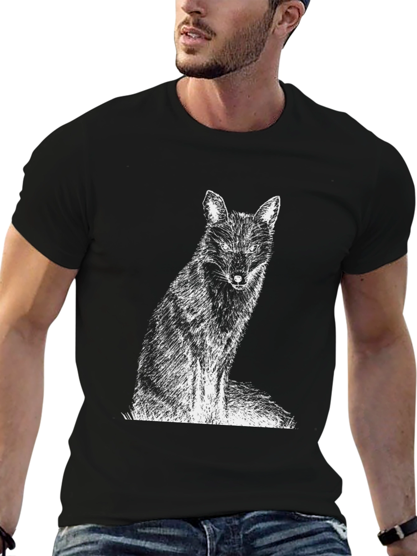 Fox Graphic Print Black T-Shirt