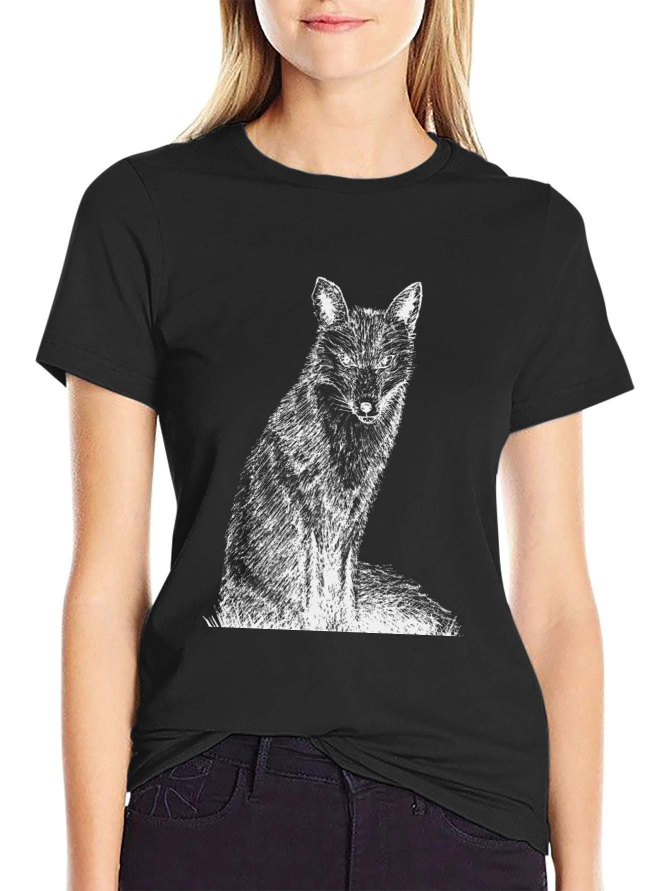 Fox Graphic Print Black T-Shirt