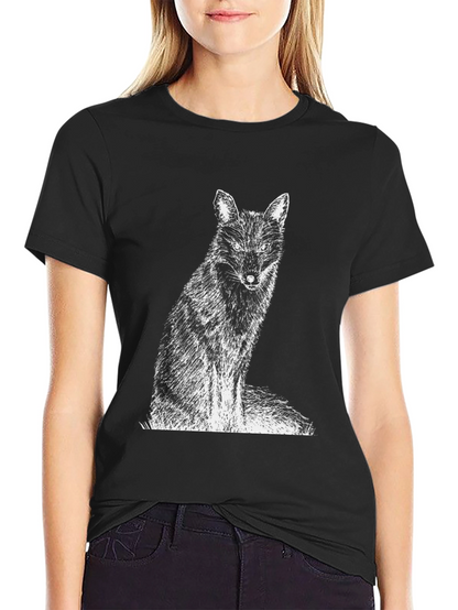 Fox Graphic Print Black T-Shirt