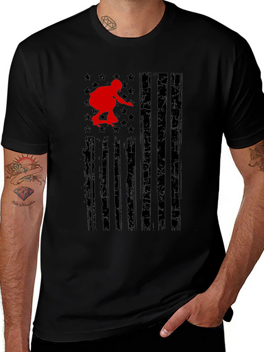 Skateboarding USA Flag Graphic T-Shirt