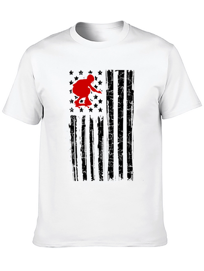 Skateboarding USA Flag Graphic T-Shirt