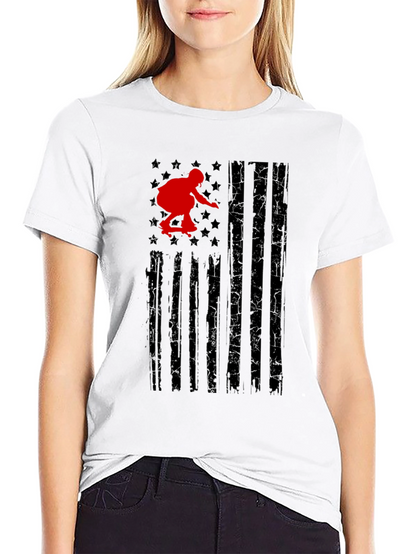 Skateboarding USA Flag Graphic T-Shirt