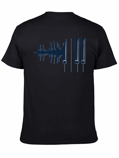 Music Waveform Piano Keys Graphic Tee