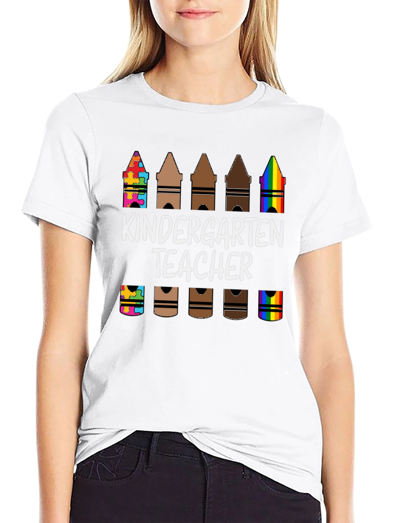 Kindergarten Teacher Crayon T-Shirt