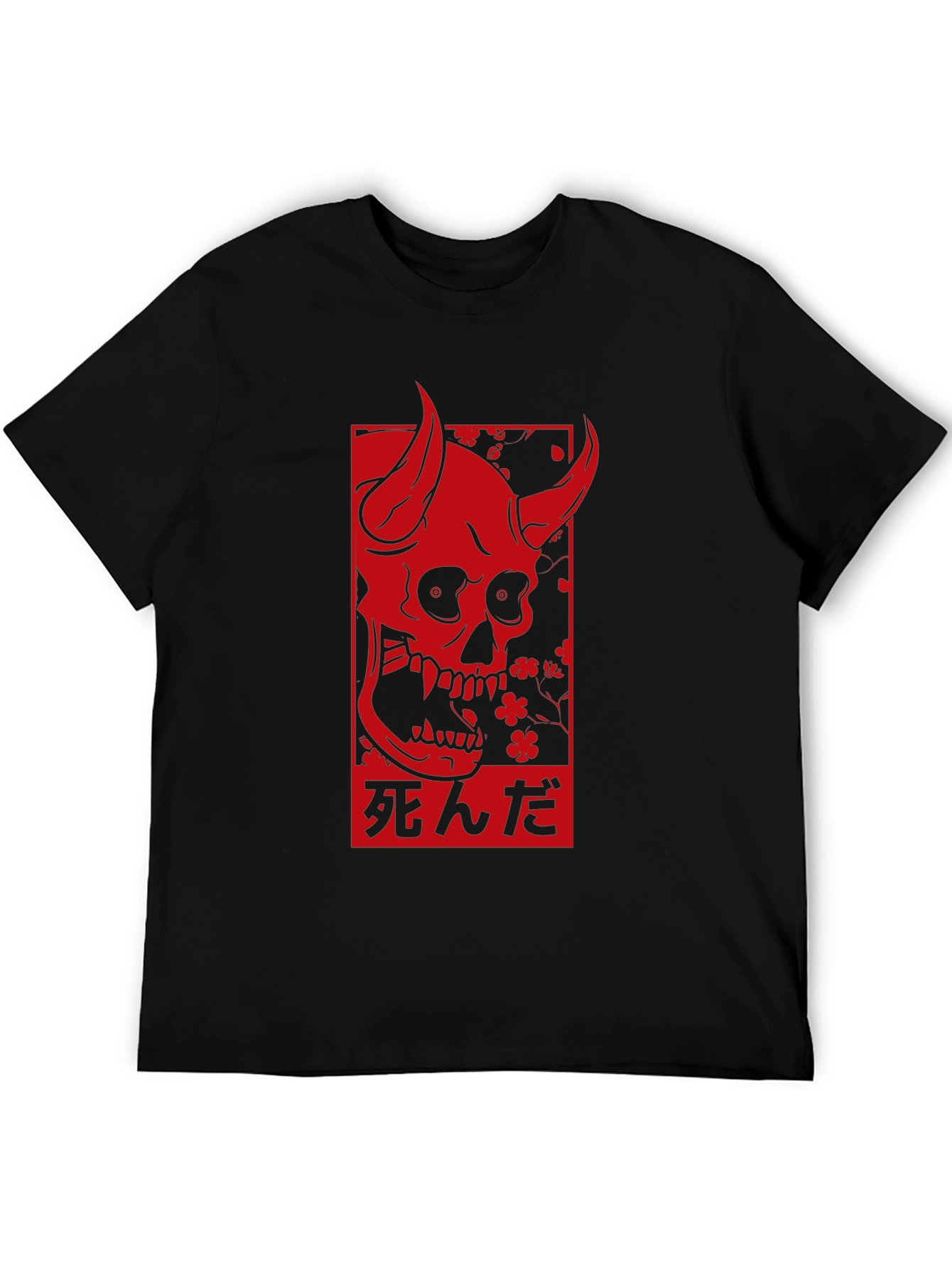 Devil Skull Graphic Print Black T-Shirt