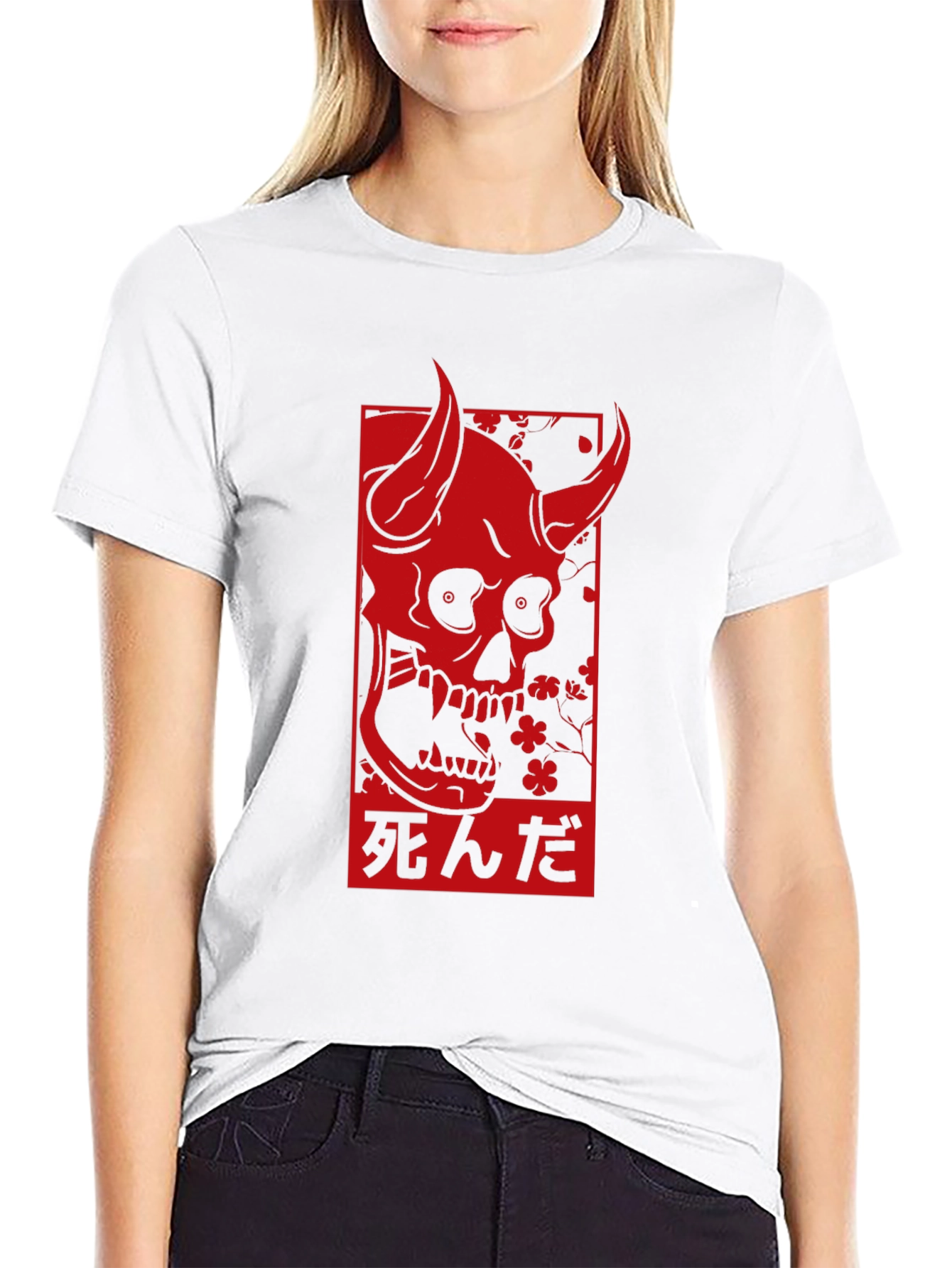 Devil Skull Graphic Print Black T-Shirt