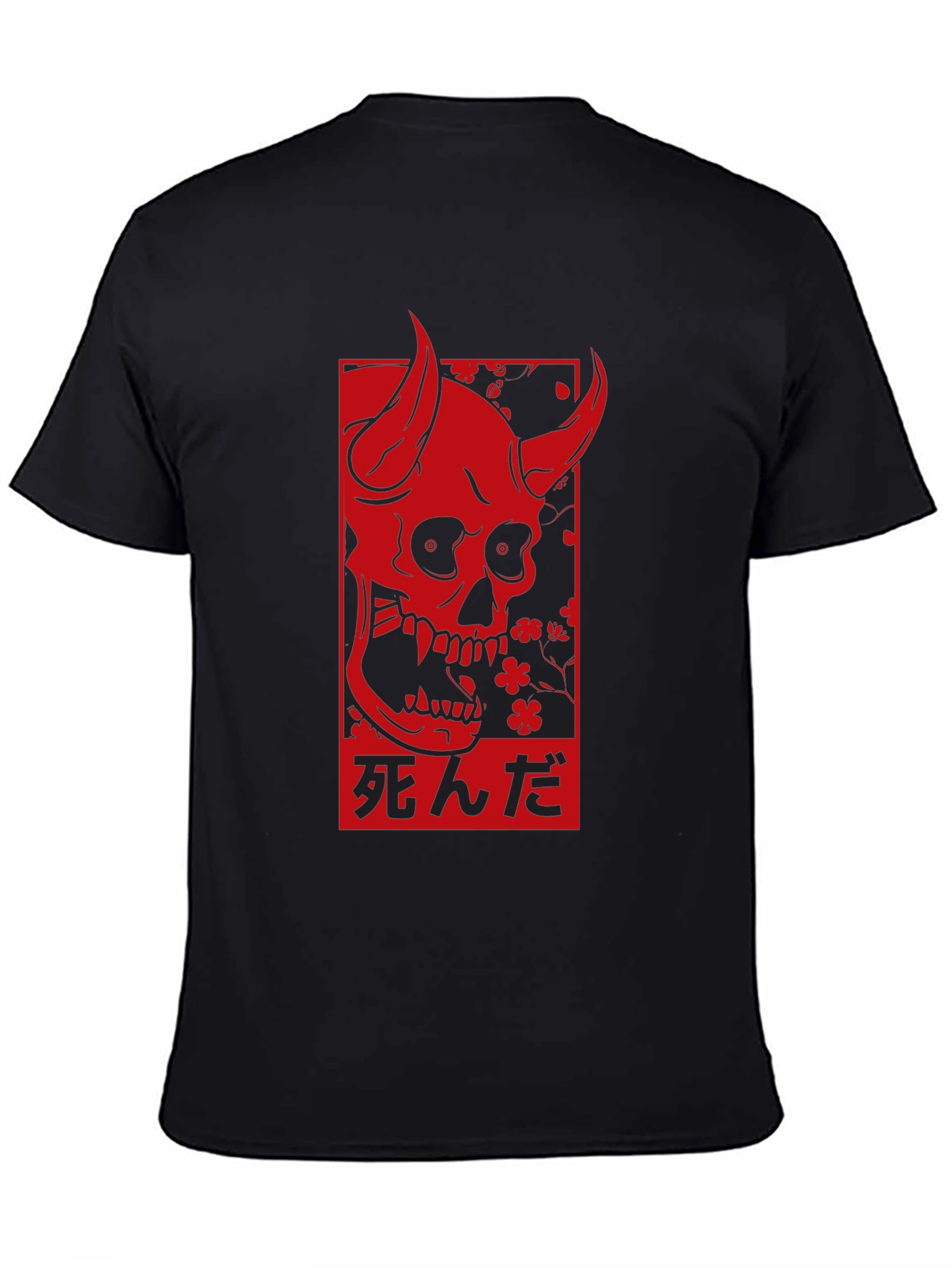 Devil Skull Graphic Print Black T-Shirt