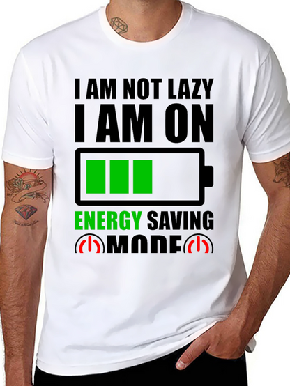 Energy Saving Mode Graphic Tee - Novelty T-Shirt