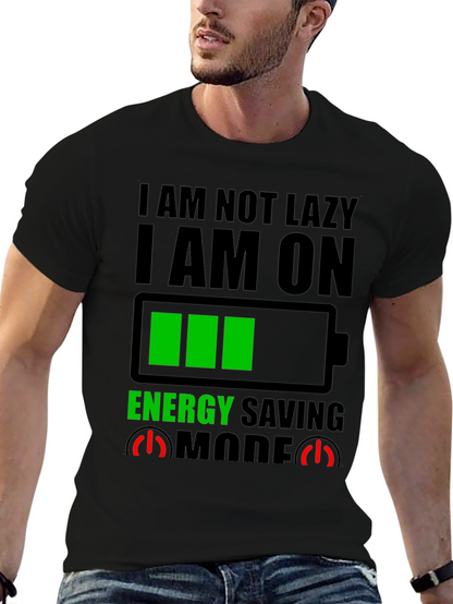 Energy Saving Mode Graphic Tee - Novelty T-Shirt
