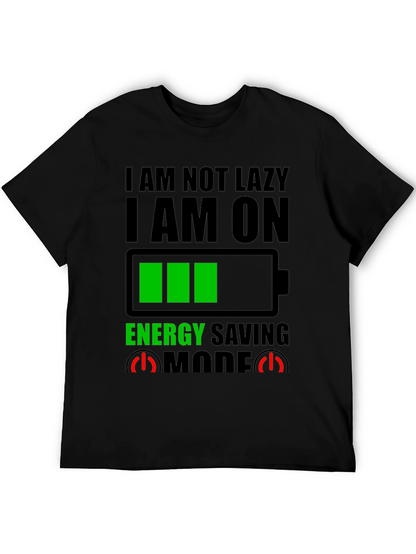 Energy Saving Mode Graphic Tee - Novelty T-Shirt