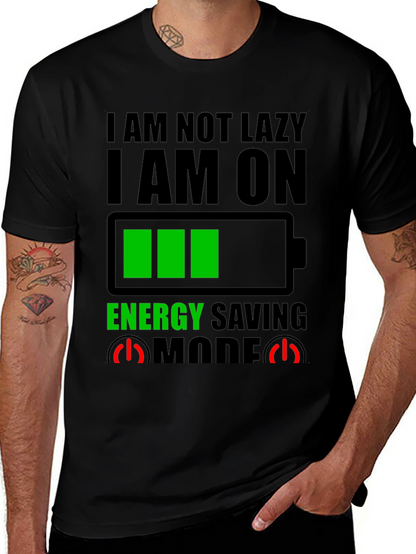 Energy Saving Mode Graphic Tee - Novelty T-Shirt