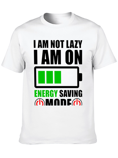 Energy Saving Mode Graphic Tee - Novelty T-Shirt