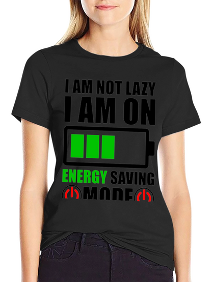 Energy Saving Mode Graphic Tee - Novelty T-Shirt